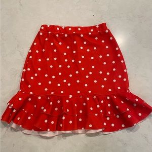 Size 2 NastyGal Red/White Polka Dot Mini Skirt